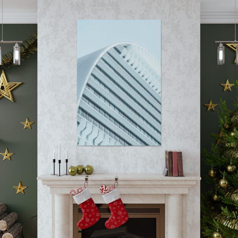White concrete building wall art